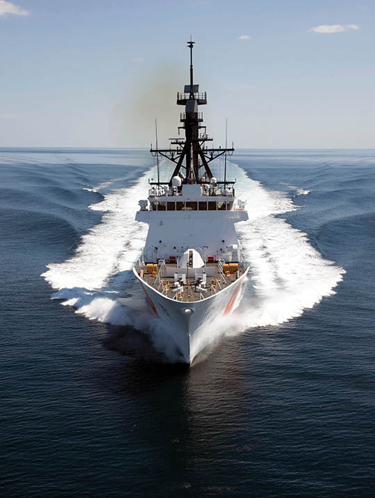 U.S. Coast Guard Cutter Waesche in the navigates the Gulf of Mexico.